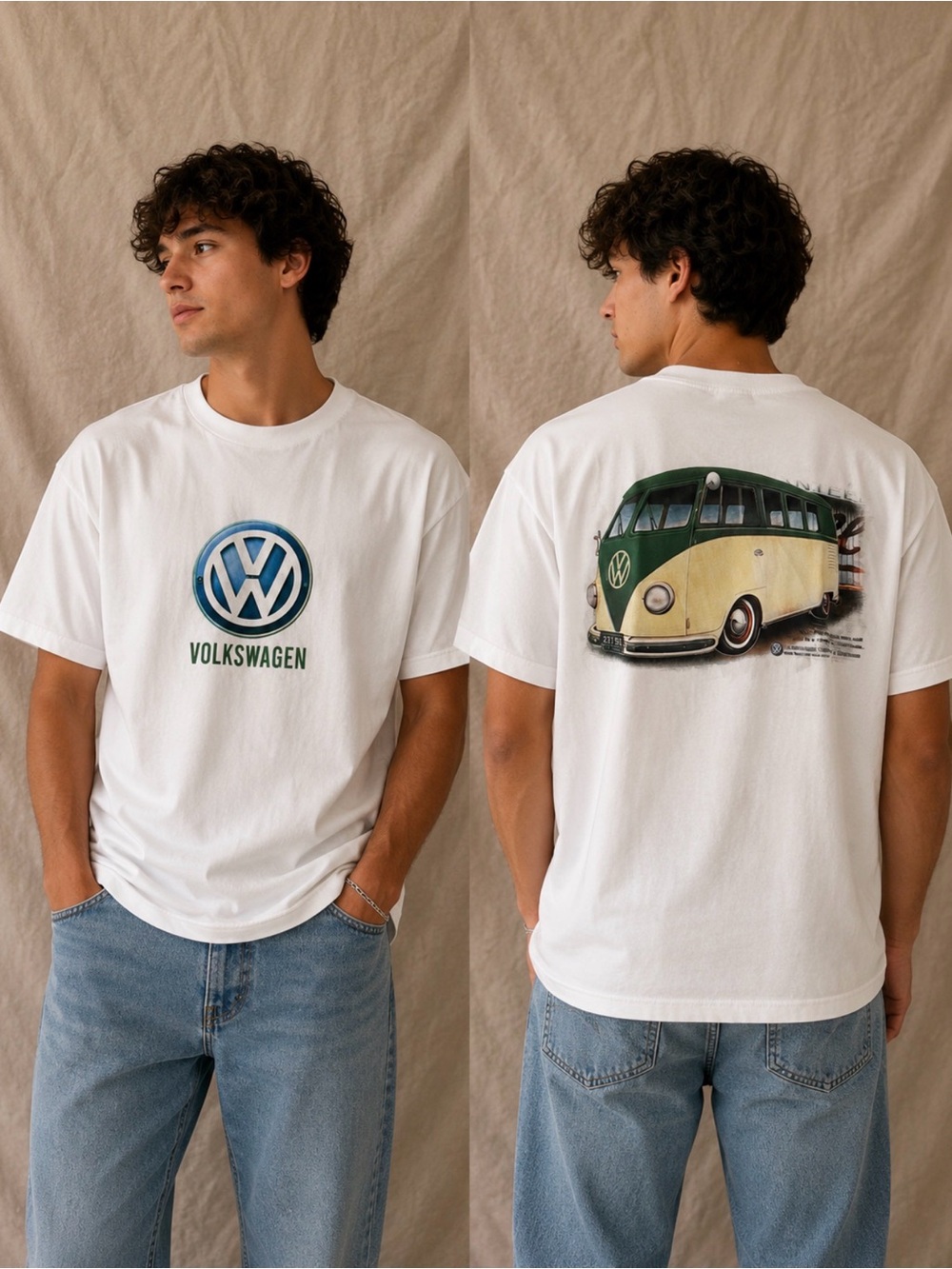 White Graphic Logo Tee for Men